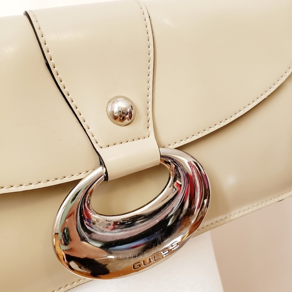 Guess Bags Adorable Leather Cream Shoulder Bag Poshmark